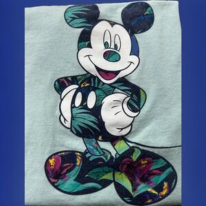 Disney Mickey Mouse Tropical World‎ Tee Funny Adult Unisex Graphic T-shirt Sz XL